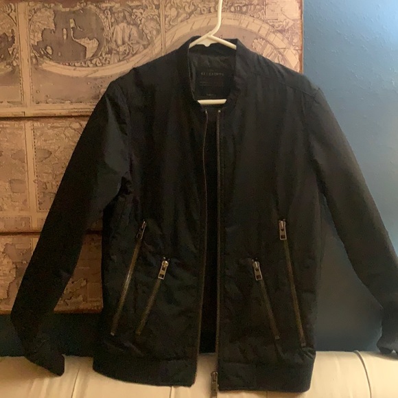 All Saints Black Bomber Jacket - Picture 1 of 7